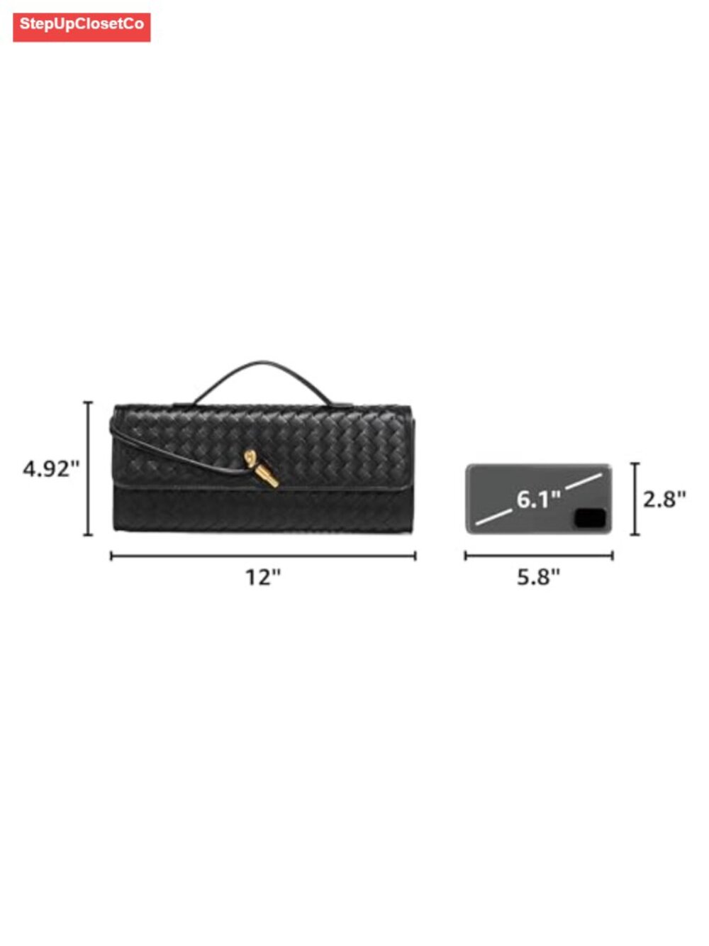 Woven Handbag for Women PU Leather Evening Clutch Shoulder Crossbody Bag - Picture 2 of 5